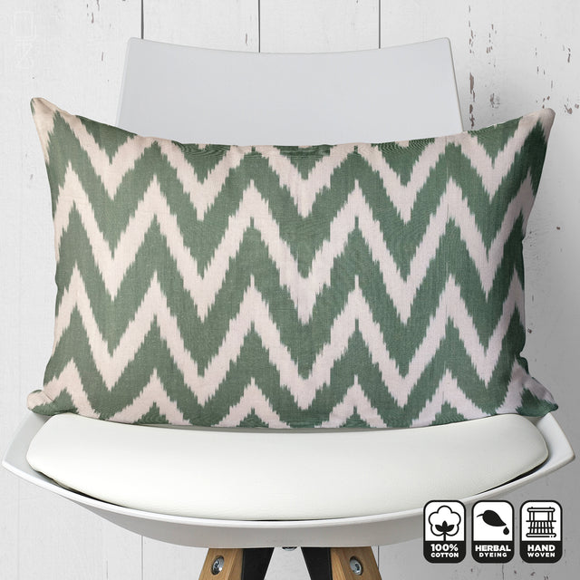 Green Zig Zag Handwoven Cushion Cover