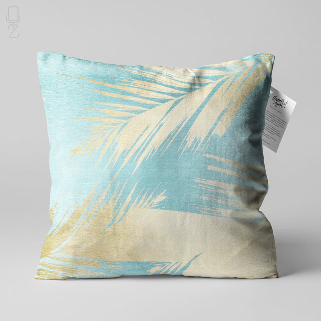 Yellow Print Leaves on the Green Cushion Covers