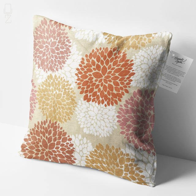 Abstract Orange Leaf Theme Pillow Cover