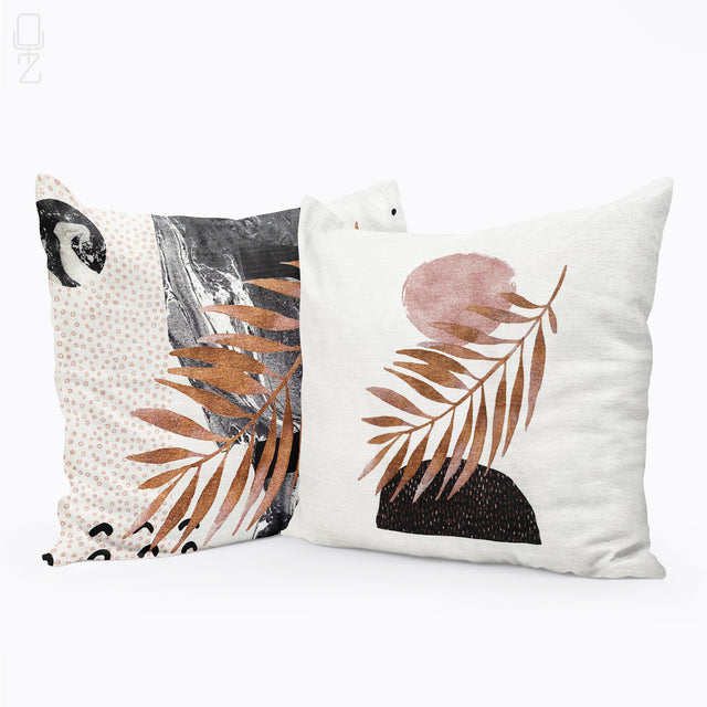 Brown & Black Leaves Set of 2 Pillow Covers