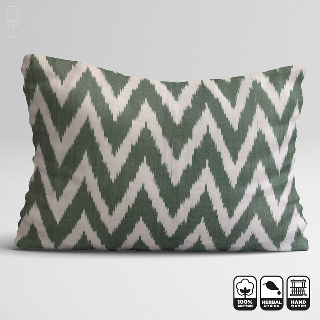 Green Zig Zag Handwoven Cushion Cover