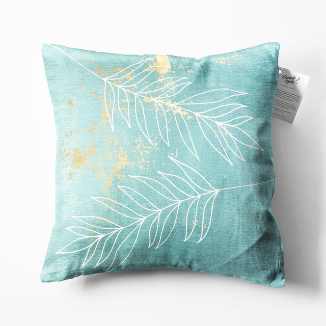 Tropical White Leaves on the Green Cushion Cover
