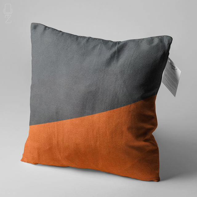 Burnt Orange & Grey Geometric Lumbar Cushion Cover - Rectangle