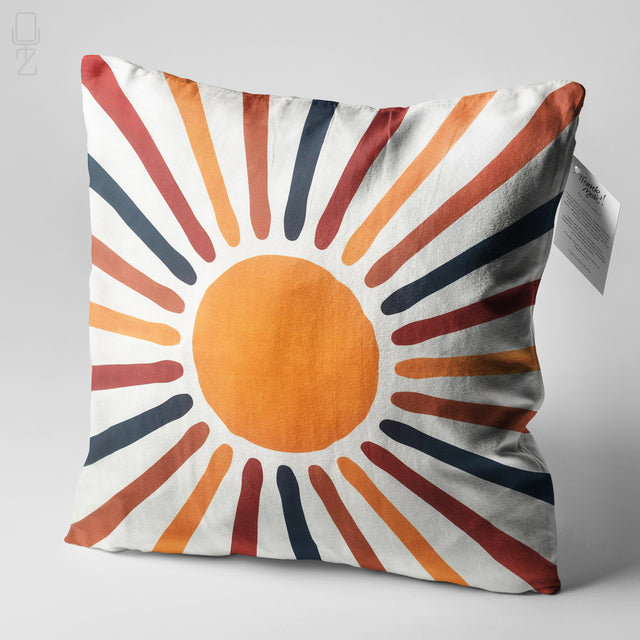Abstract Sunburst Lumbar Cushion Cover - Multicoloured Rectangular Pillow