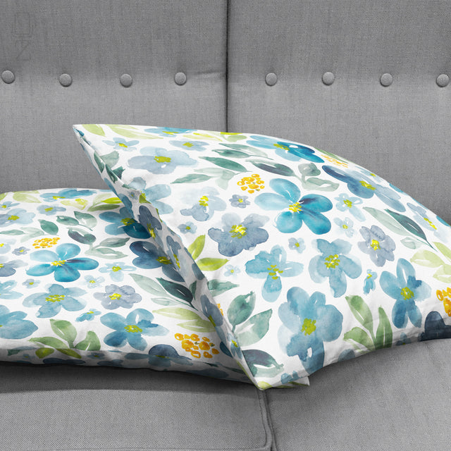 Blue Botanical Floral Cushion Cover - Modern Farmhouse Decor