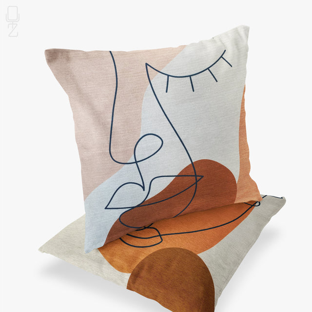 Set of 2 Abstract Face Patterns Pillow Covers