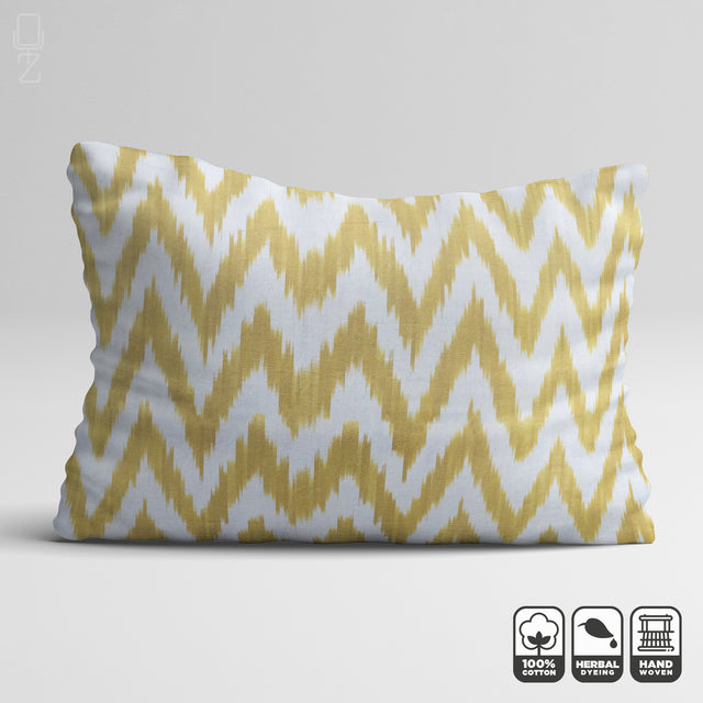 Yellow Zig Zag Handwoven Rectangle Cushion Cover