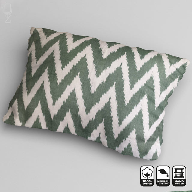 Green Zig Zag Handwoven Cushion Cover