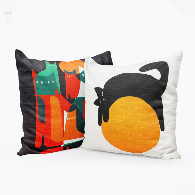 Set of 2 Abstract Cats Throw Pillow Covers