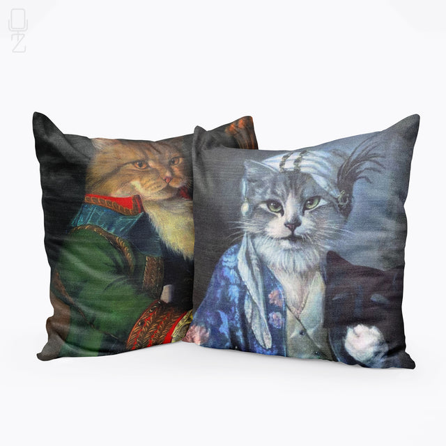 Set of 2 Cushion Covers with Royal Cats