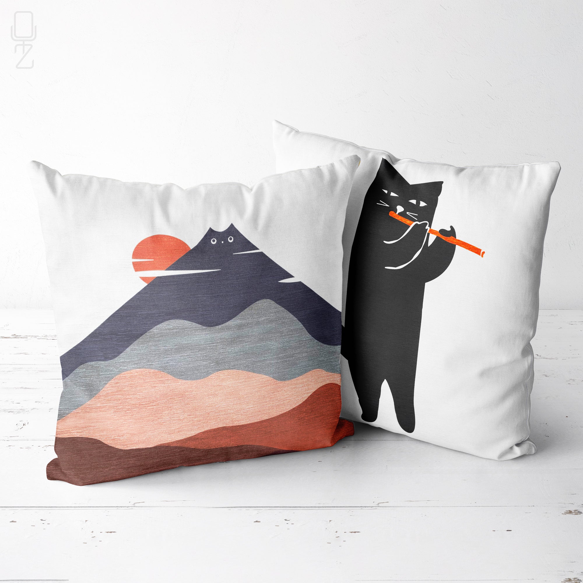 Set of 2 Cushion Covers with Cat Themed OyzShop