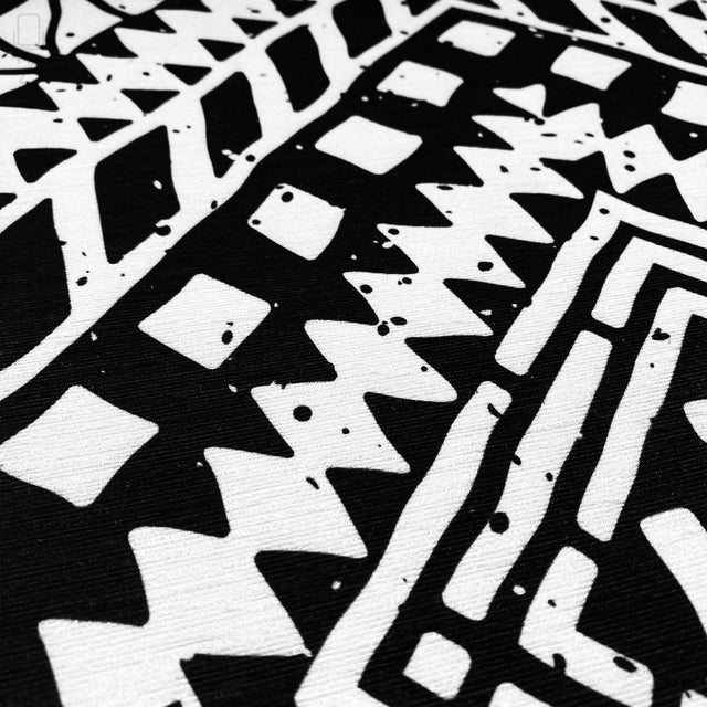 Ethnic Black & Ivory Geometric Cushion Cover