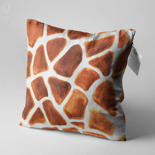 Giraffe Print Soft Chenille Cushion Cover: Double Sided