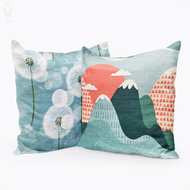 Dandelion Seed & Mountains Set of 2 Cushion Covers