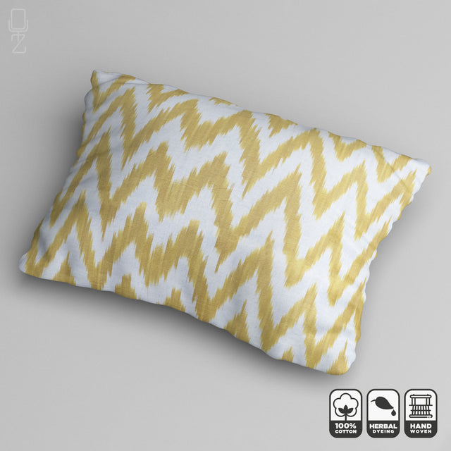 Yellow Zig Zag Handwoven Rectangle Cushion Cover