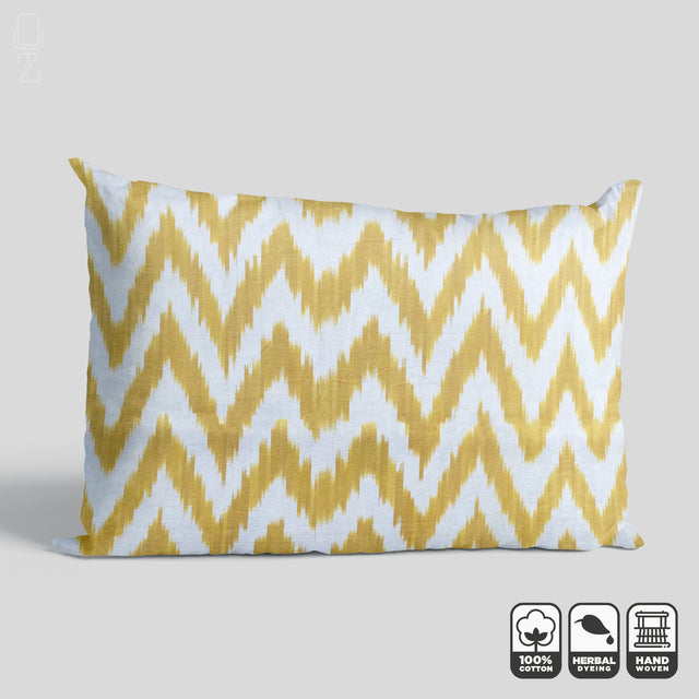 Yellow Zig Zag Handwoven Rectangle Cushion Cover