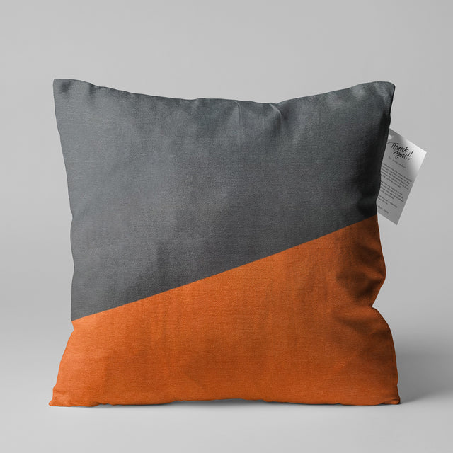 Burnt Orange & Grey Geometric Lumbar Cushion Cover - Rectangle