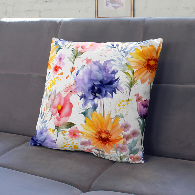 Botanical Garden Cushion Cover - Artistic Watercolor Floral Gift for Her