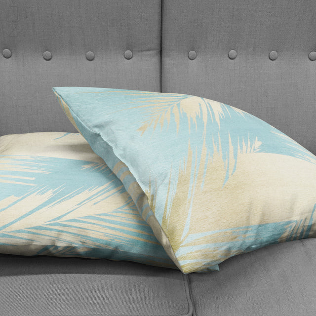 Yellow Print Leaves on the Green Cushion Covers