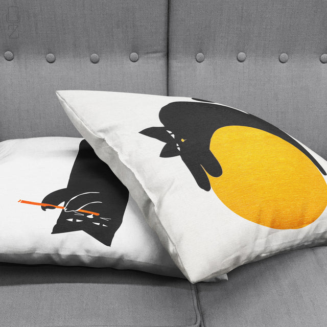 Set of 2 Black Cat Cushion Covers