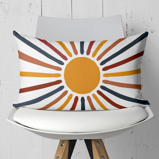 Abstract Sunburst Lumbar Cushion Cover - Multicoloured Rectangular Pillow