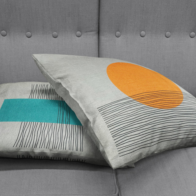 Set of 2 Grey Cushion Covers with Geometric Patterns