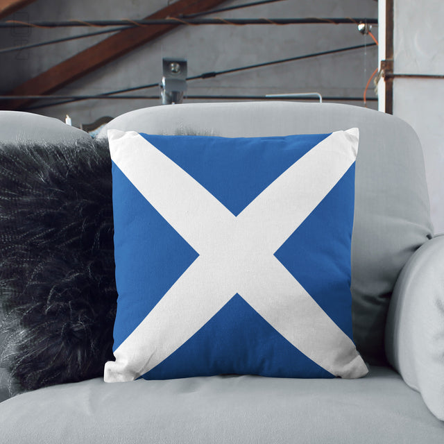Scottish Saltire Square Cushion Cover - Classic Blue & White Scotland Flag
