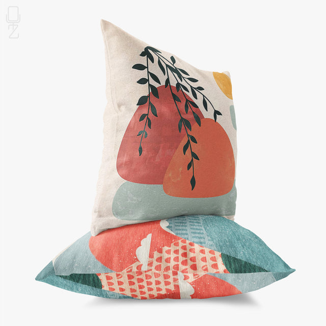 Set of 2 Pillow Covers with Mountains and Clouds