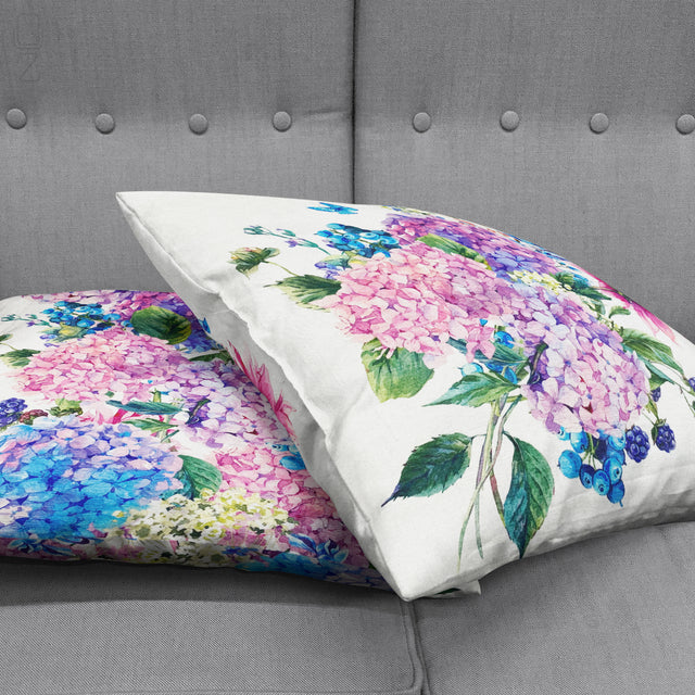 Set of 2 Cushion Covers Hydrangea Floral Theme