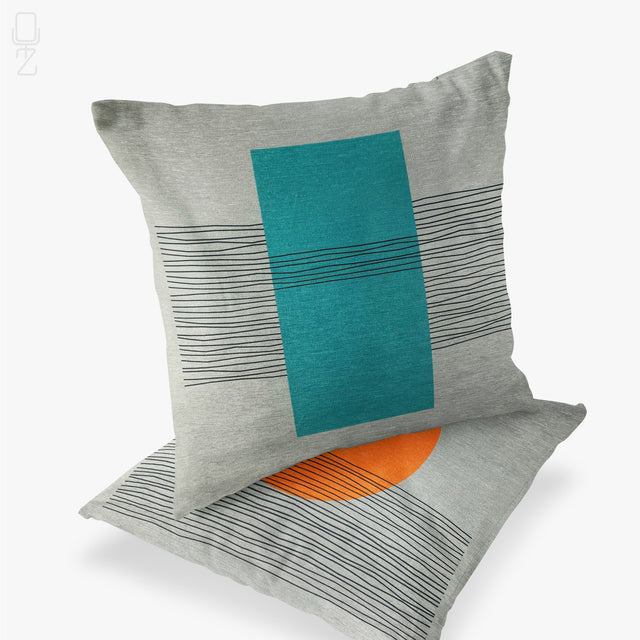 Set of 2 Grey Cushion Covers with Geometric Patterns