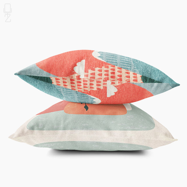 Set of 2 Pillow Covers with Mountains and Clouds