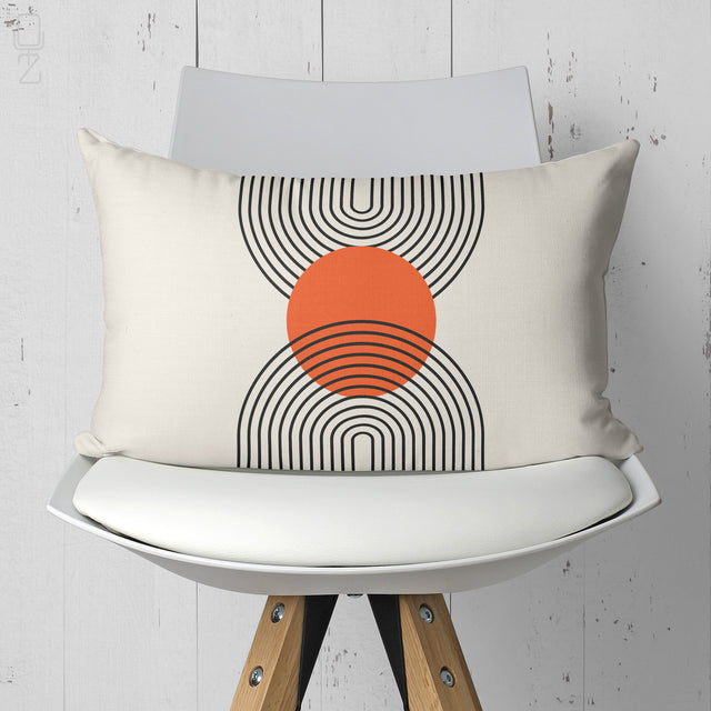 Bauhaus Geometric Abstract Lumbar Cushion Cover - Rectangular Orange & Black