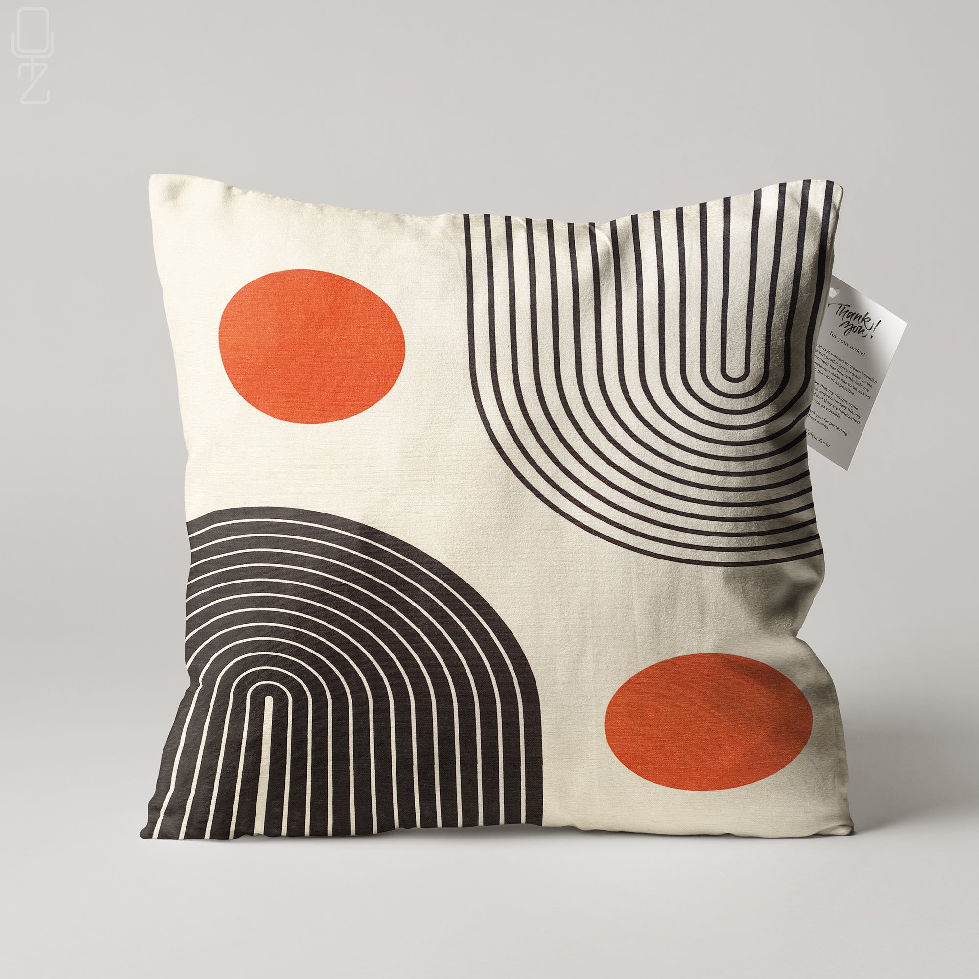 Orange and shop black cushions