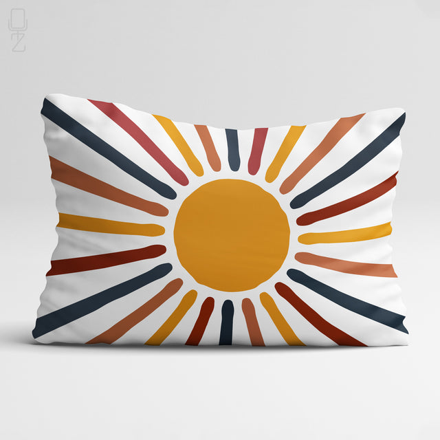 Abstract Sunburst Lumbar Cushion Cover - Multicoloured Rectangular Pillow