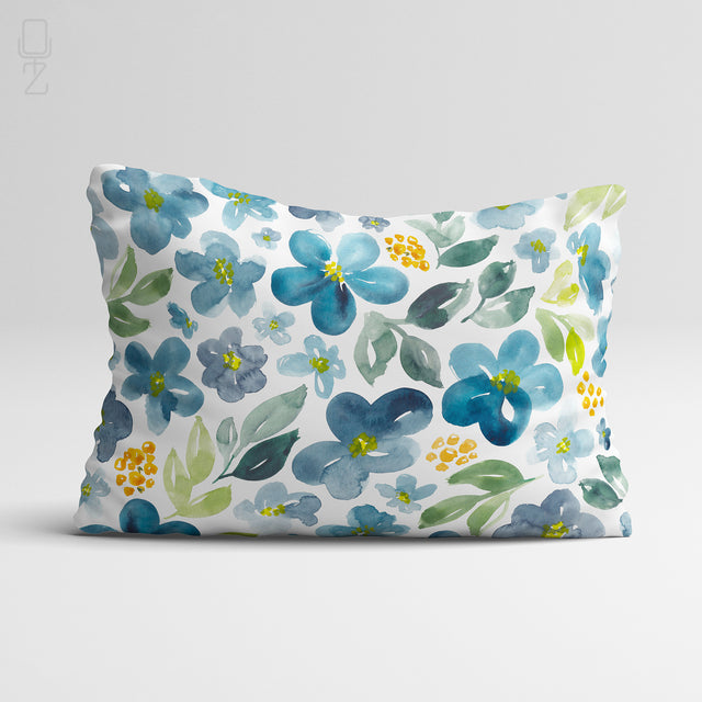 Blue Botanical Floral Cushion Cover - Modern Farmhouse Decor