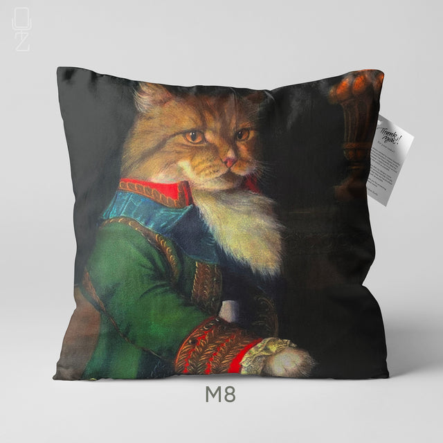 Artistic Cat Illustration Chenille Cushion Cover - 9 Unique Designs