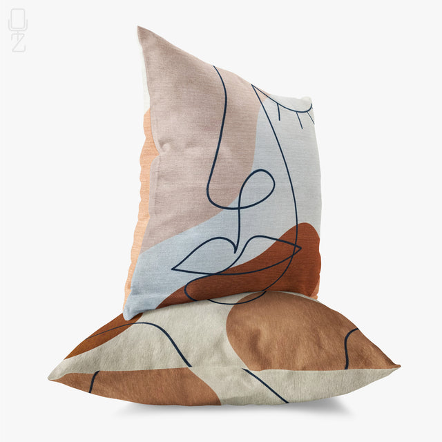 Set of 2 Abstract Woman Face Cushion Covers