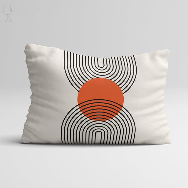 Bauhaus Geometric Abstract Cushion Cover - Orange & Black Chenille