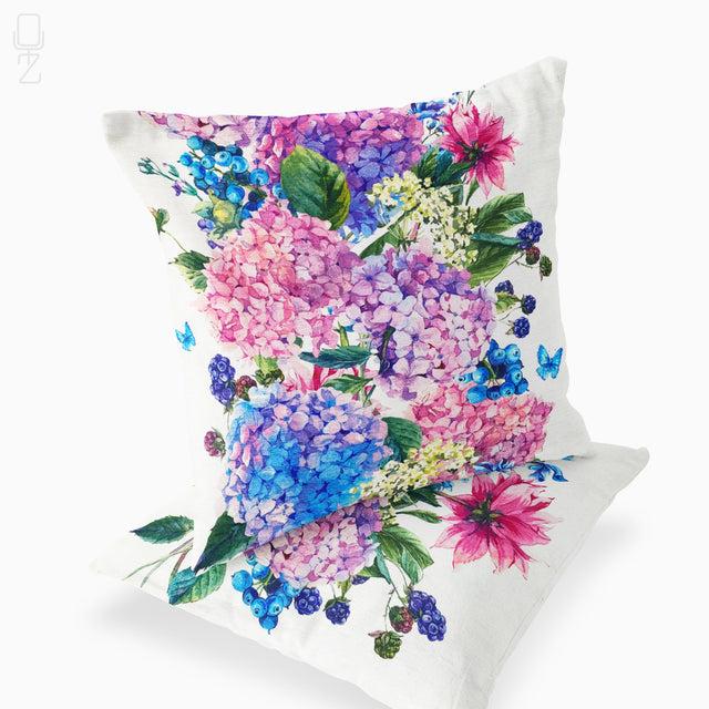 Set of 2 Cushion Covers Hydrangea Floral Theme