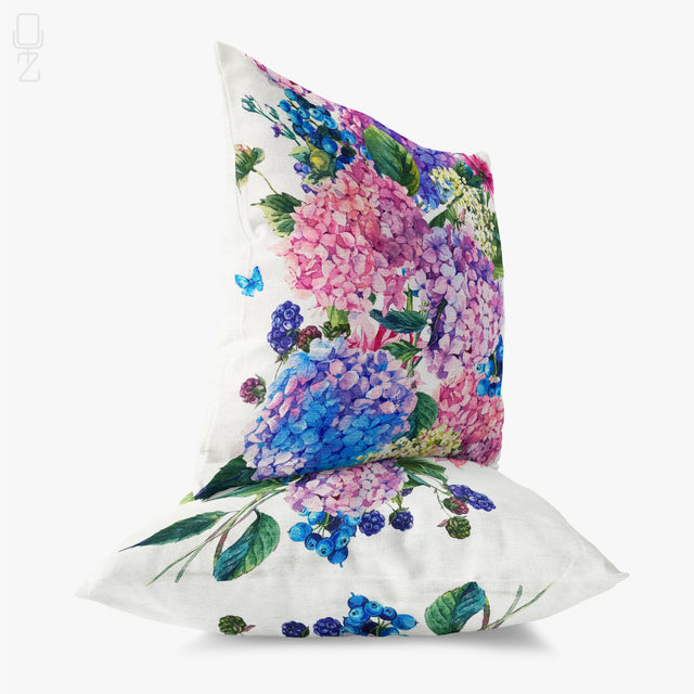 Set of 2 Cushion Covers Hydrangea Floral Theme