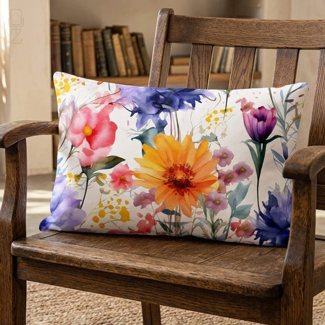 Botanical Garden Cushion Cover - Artistic Watercolor Floral Gift for Her