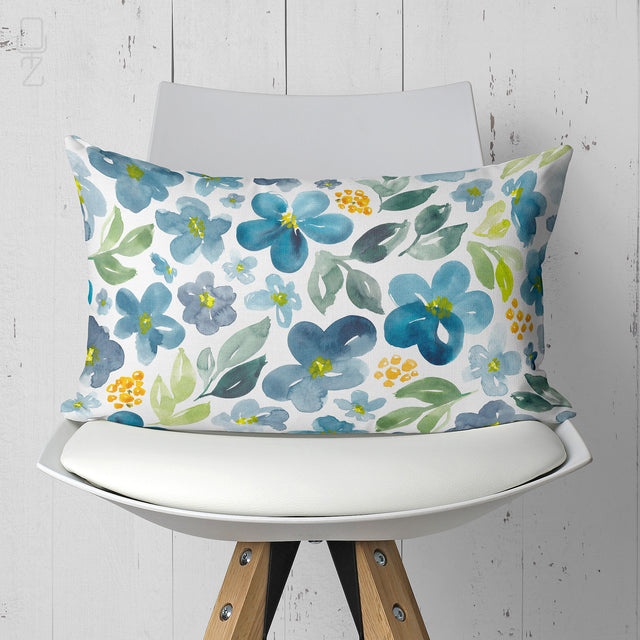 Blue Botanical Floral Cushion Cover - Modern Farmhouse Decor