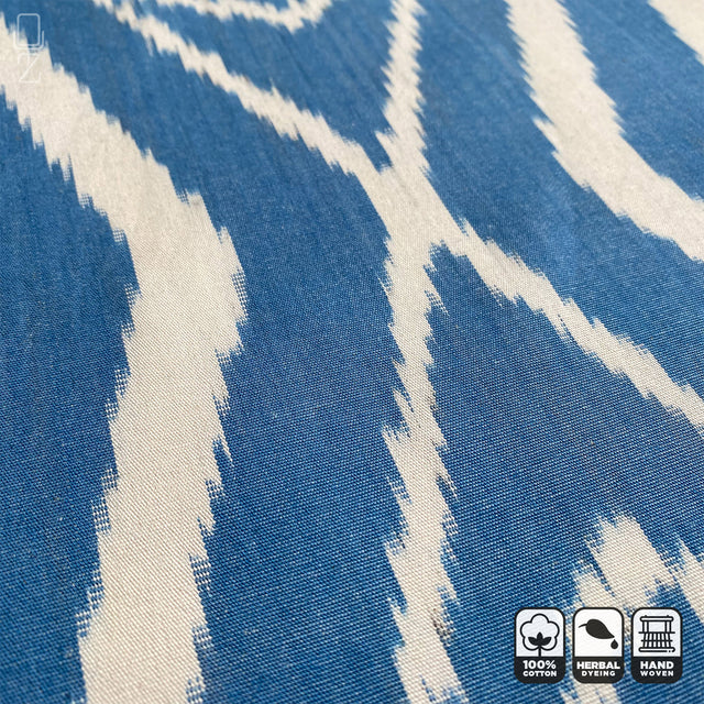 Blue Traditional Handwoven Rectangle Ikat Pillow Cover Texture Preview