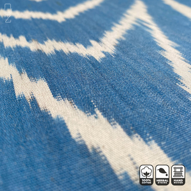 Blue Traditional Handwoven Rectangle Ikat Pillow Cover Texture Preview