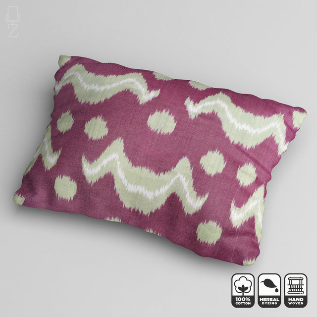 Burgundy Ikat Traditional Handwoven Cushion Cover