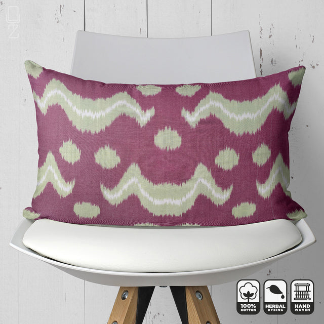 Burgundy Ikat Traditional Handwoven Cushion Cover