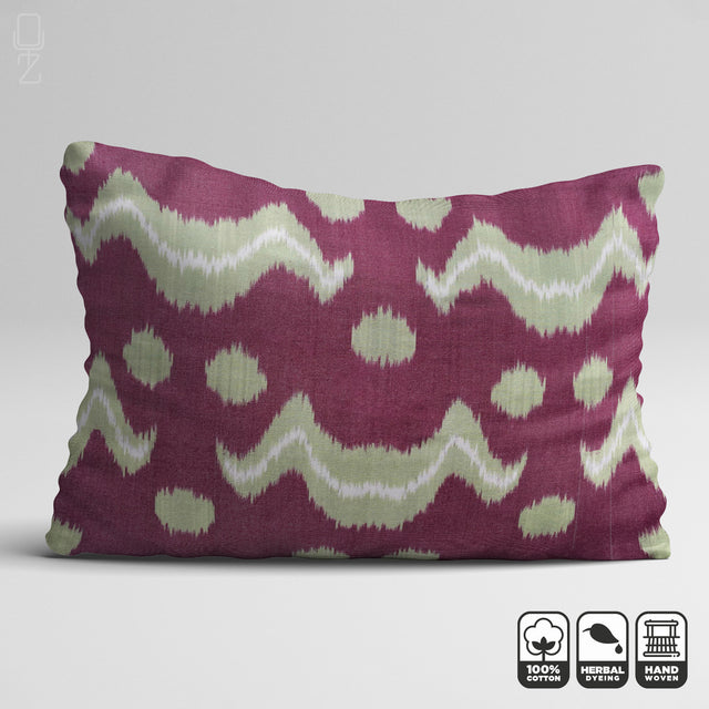 Burgundy Ikat Traditional Handwoven Cushion Cover