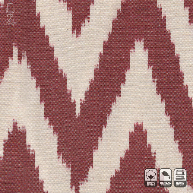 Burgundy Zig Zag Handwoven 50x50 cm IKAT Pillow Cover Texture