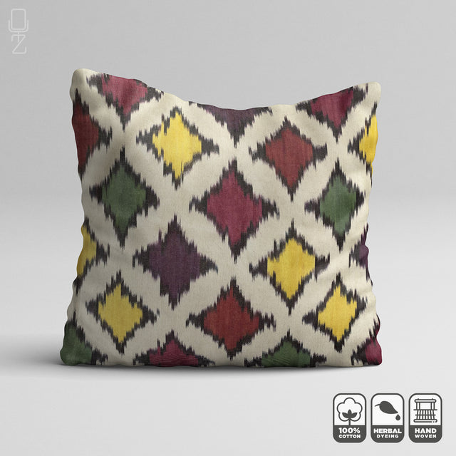 Ikat Cushion Cover with Diamond Pattern