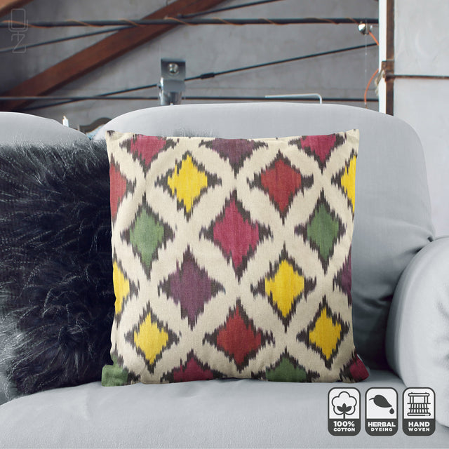 Ikat Cushion Cover with Diamond Pattern